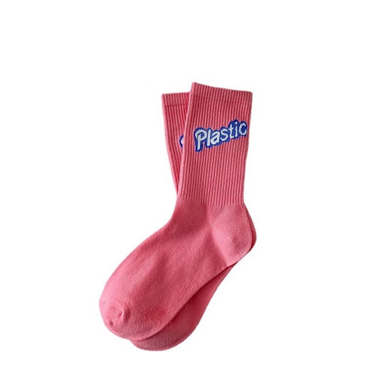 Women Pink-Heart Sweet Love Cotton Socks Women's Middle Tube Socks Cute Lovely Pink Theme Cotton Casual Socks Sport Street Socks