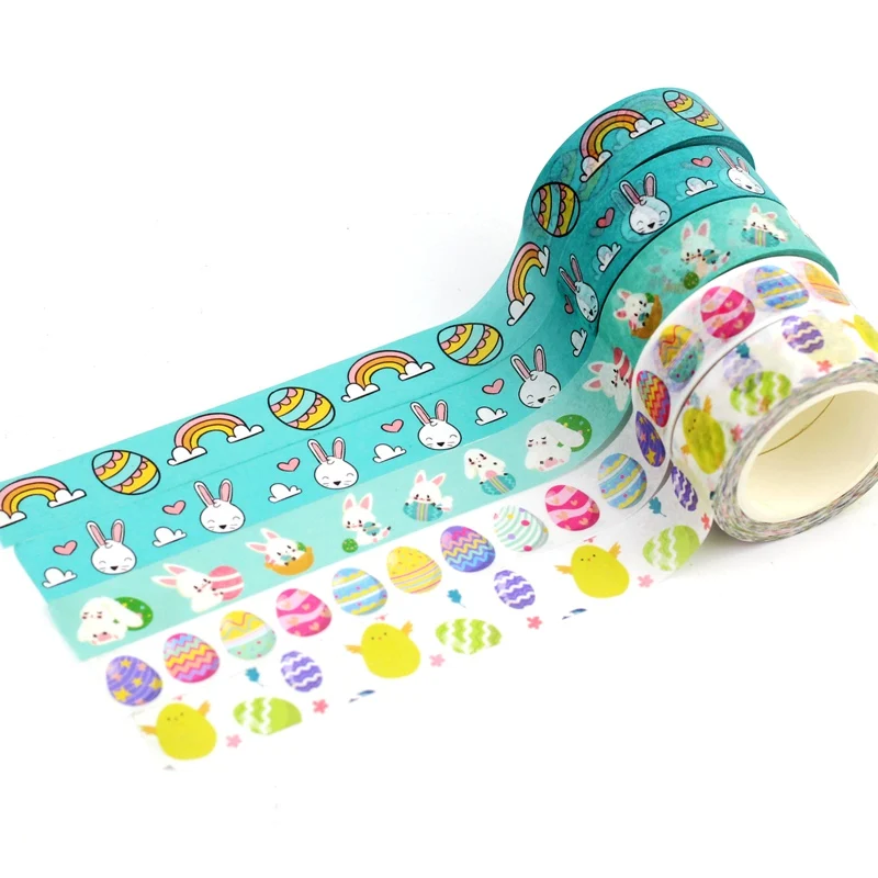 2022 NEW 1PC 15mmx10M Decorative Easter day pattern Washi Tapes Set Paper Planner Scrapbooking Masking Tape Kawaii Stationery |