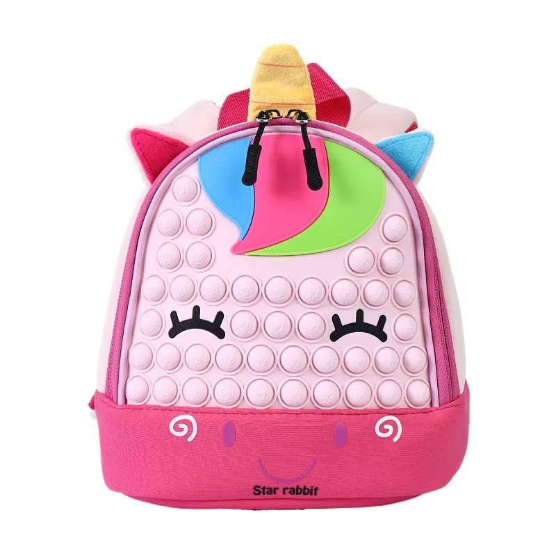 

Children's Backpack Lightweight Waterproof Kindergarten SchoolBag Cute Silicone Decompression Bubbles For Boys Girls Age 2-6