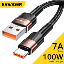 Essager 7A USB 유형 C 케이블 Realme 화웨이 P30 Pro 66W 빠른 충전 와이어 USB-C 충전기 데이터 코드 삼성 Oneplus Poco F3
