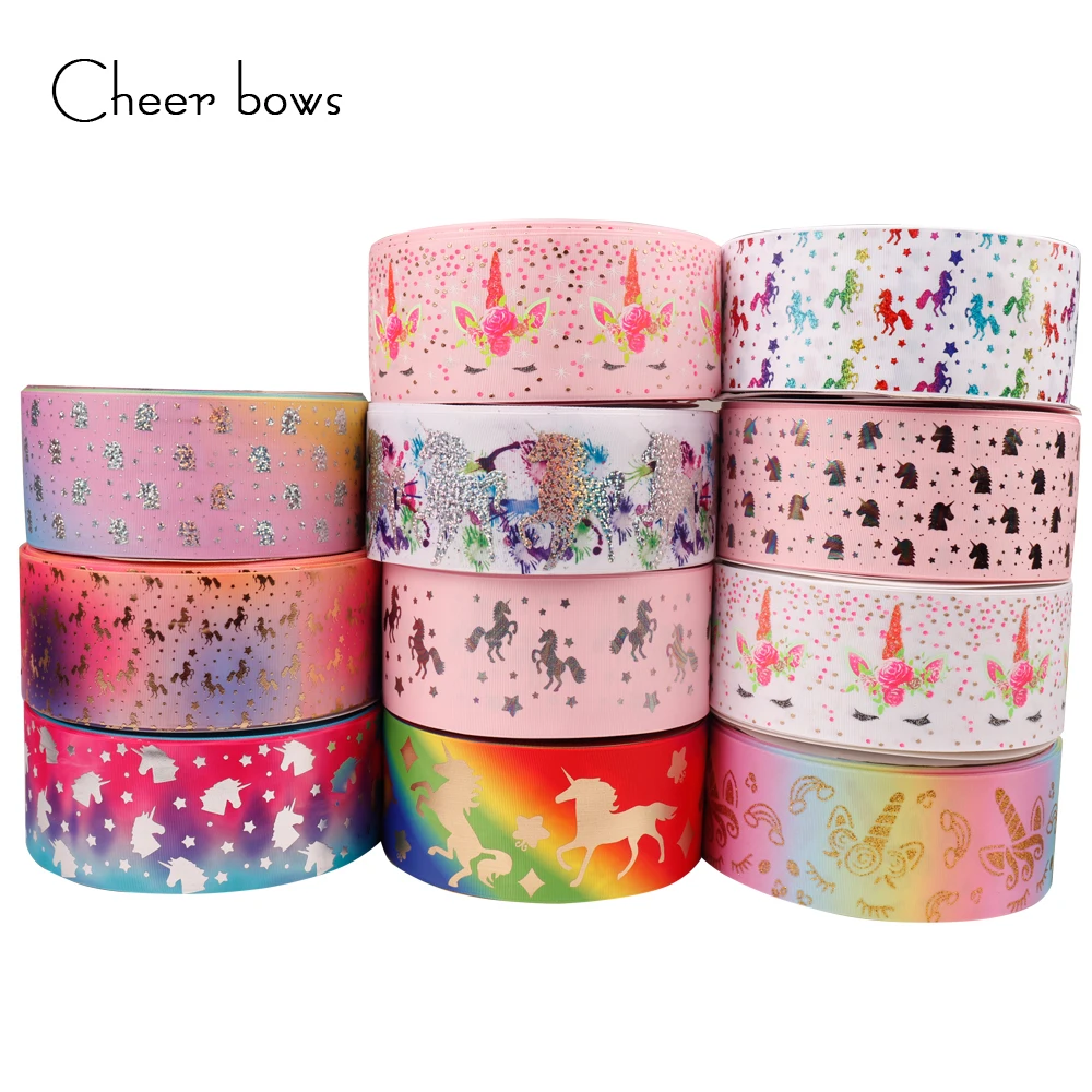 

Банты для волос в виде единорога, 3 дюйма, 75 мм, 2 Ярд/партия