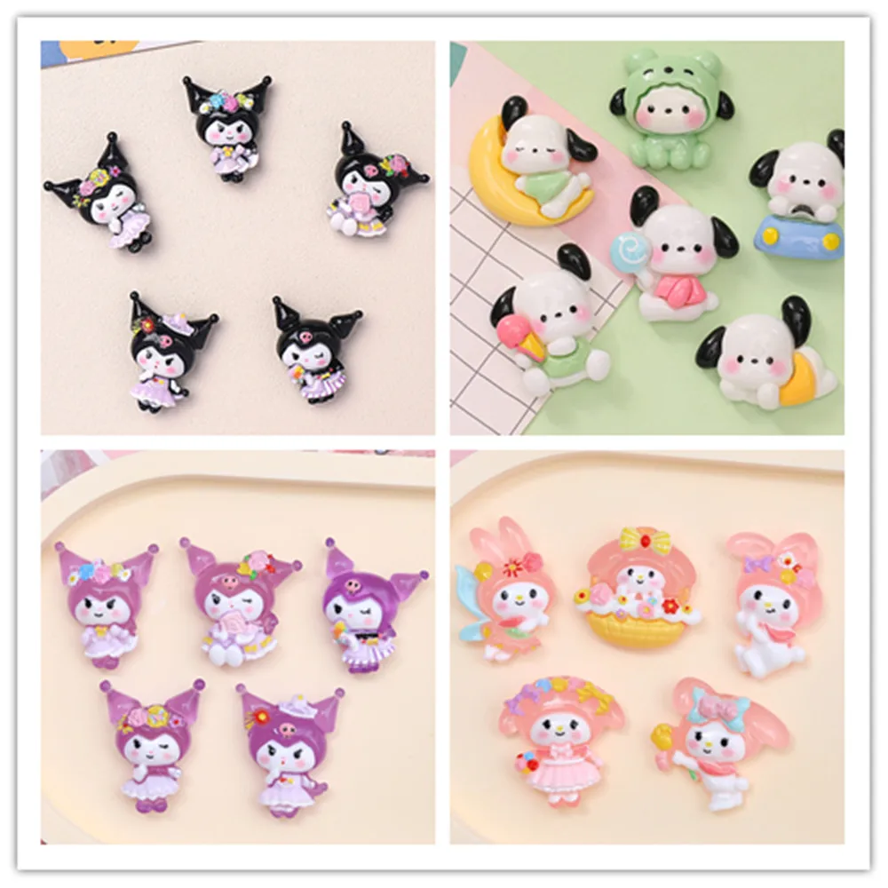 100 шт. Мультяшные Sanrio Kuromi Melody плоская задняя сторона кабошон украшения для волос