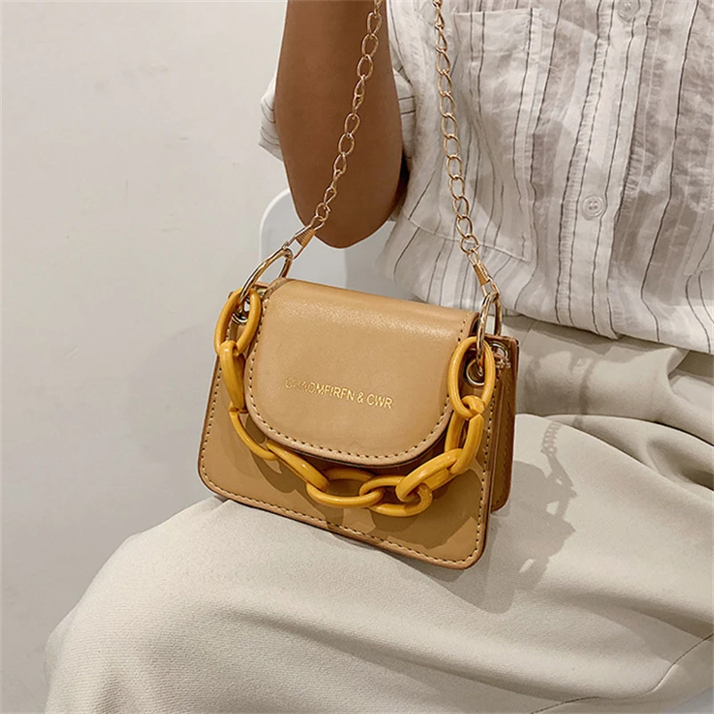 

Women PU Leather Handbags Fashion Mini Crossbody Bag For Women Acrylic Chain Shoulder Bag Female Small Clutch Ladies Coin Purses