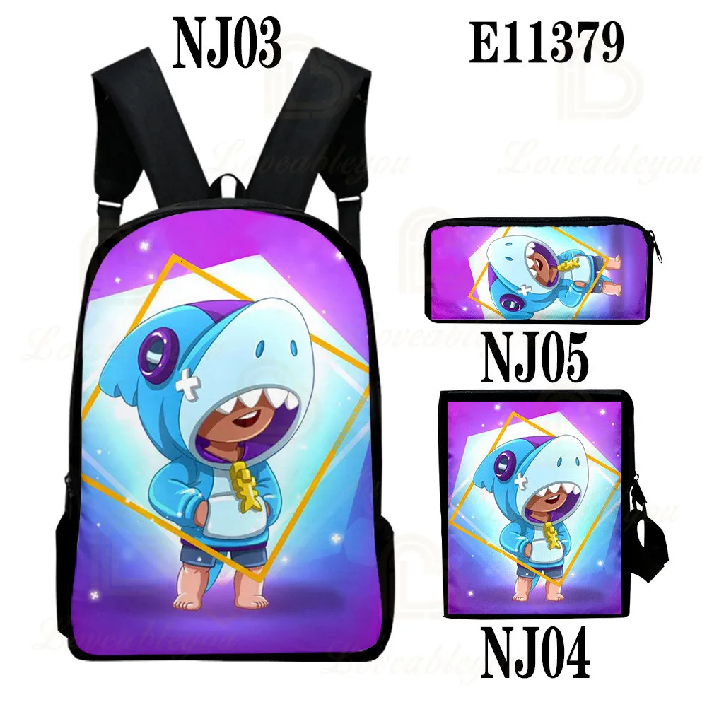 

Shooter Game Shark Leon Nita Cartoon 3d Print School Bag Sets Teenager Cool Kids Schoolbags Children Bookbags 3pcs Backpack Set