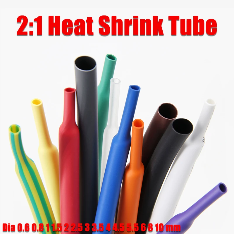 1/5 м диаметр 0 6 8 1 5 2 3 4 10 мм PE термоусадочная трубка соотношение 2:1 изолированная