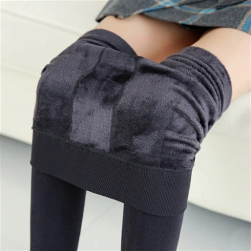 

Winter Women Over Heel Leggings Velvet Fleece Lined Tights Elastic High Waist Solid Color Thermal Skinny Thick Warm Pant