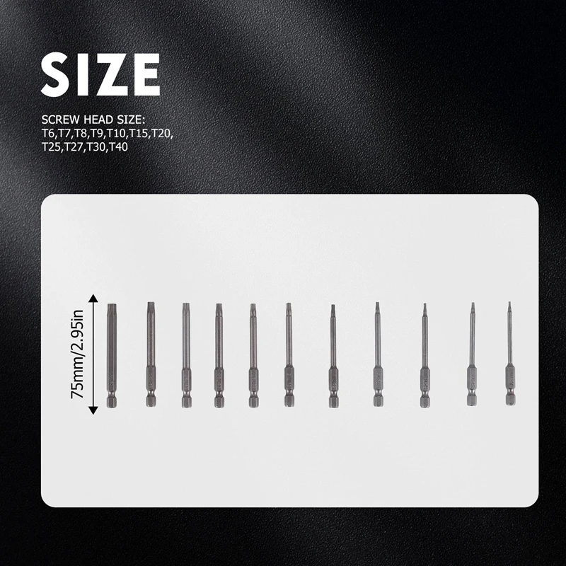 11 шт. 75 мм Магнитные стальные биты для отверток S2 Шестигранная звездообразная