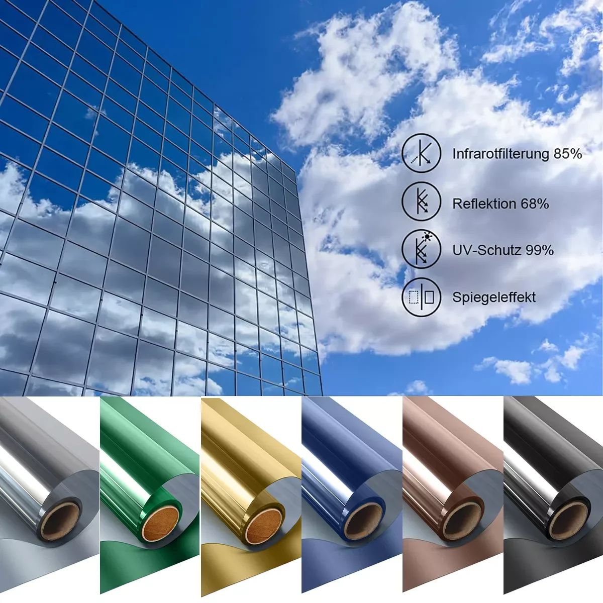 

Length 2/3/5 m One Way Mirror Window Film for Home Self Adhesive Reflective Privacy Window Tint Heat Control Solar Film Decor