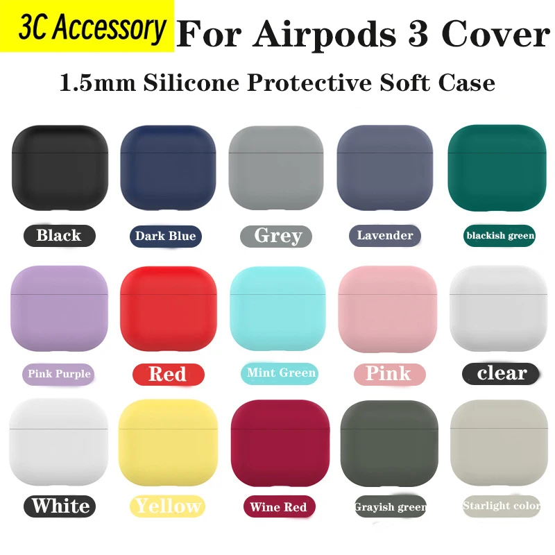 

New Liquid Silicone Soft Cover For Airpods 3 (2021 ) Bluetooth Earphone Protective Case Solid Color Design Cases For Airpods 3