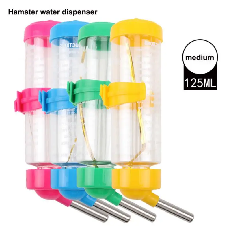 

80/125ML Plastic Dispenser Hamster Drinking Head Pipe Hanging Dog Water Bottle Drinker For Guinea Pig Squirrel Pet Feeder