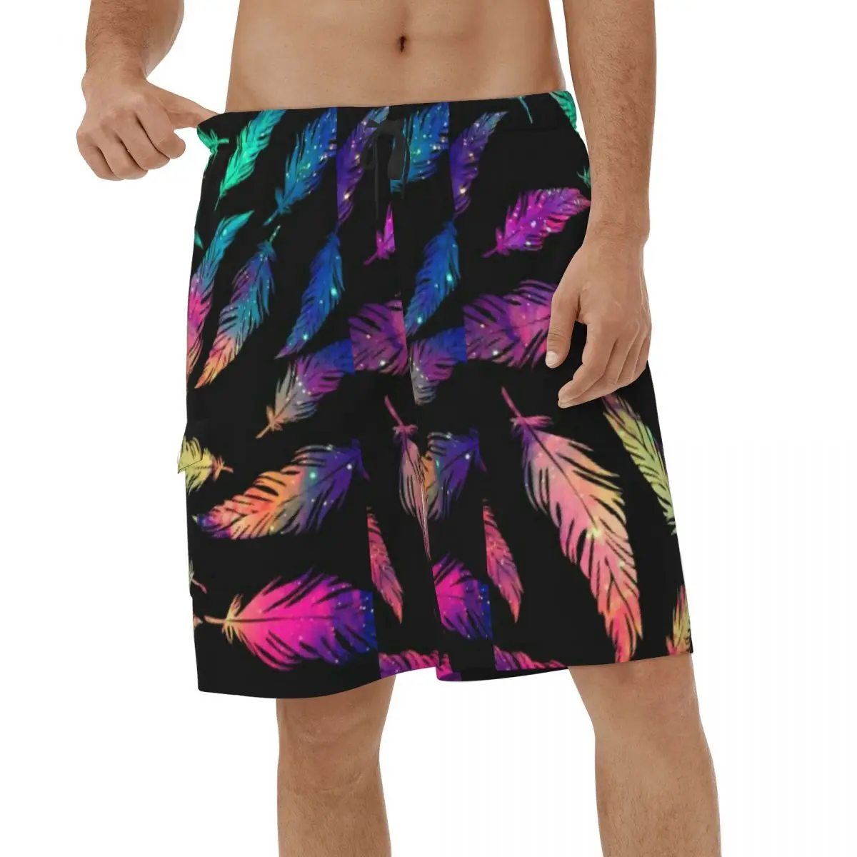 

Feather Shorts Quick Dry Men's Swimwear Retro Beach Male Briefs
