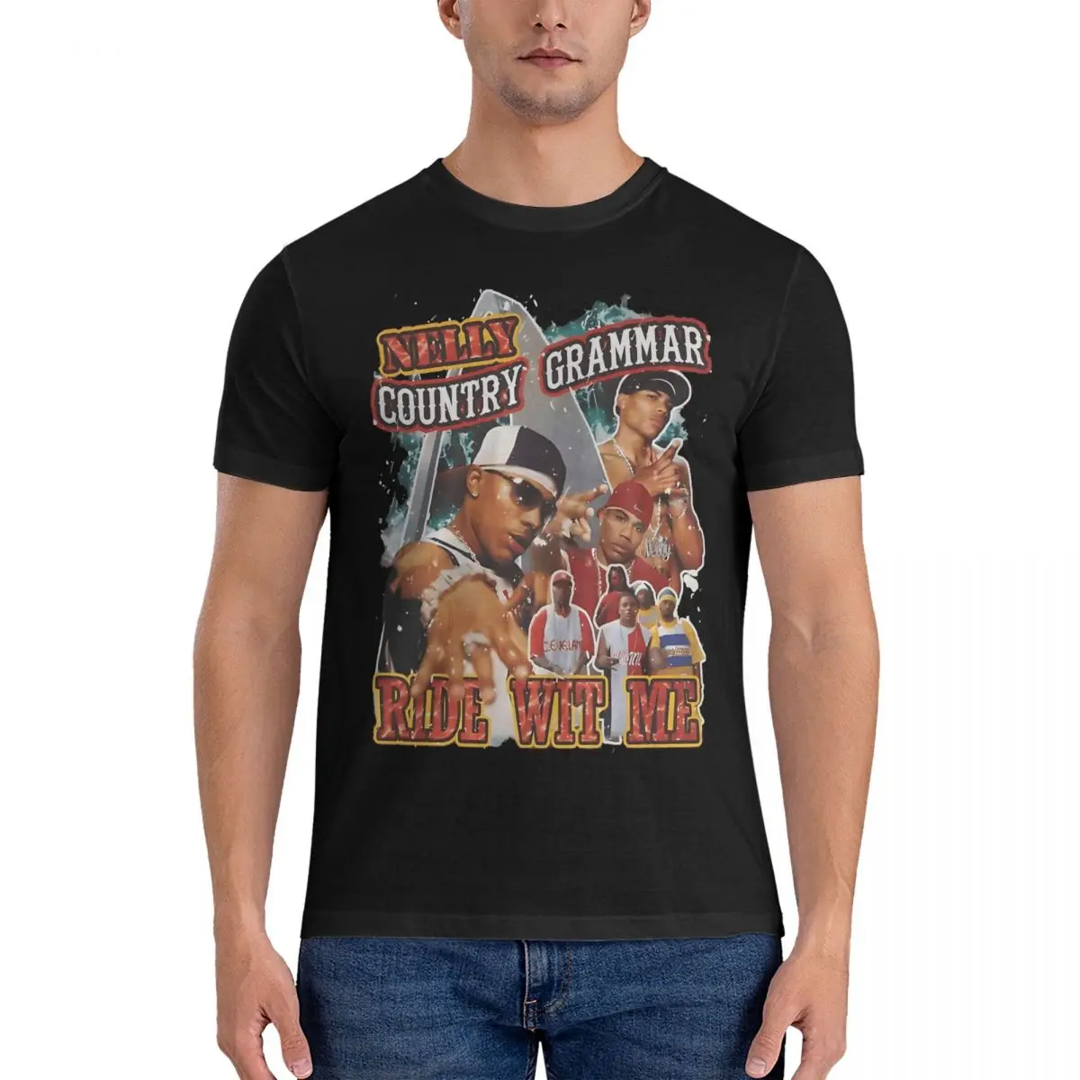 Мужская Винтажная футболка с круглым вырезом 100% хлопок