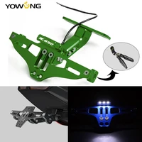 motorcycle universal adjustable rear license plate mount holder and turn signal led light for kawasaki z650 z 650 2016 2017 2020