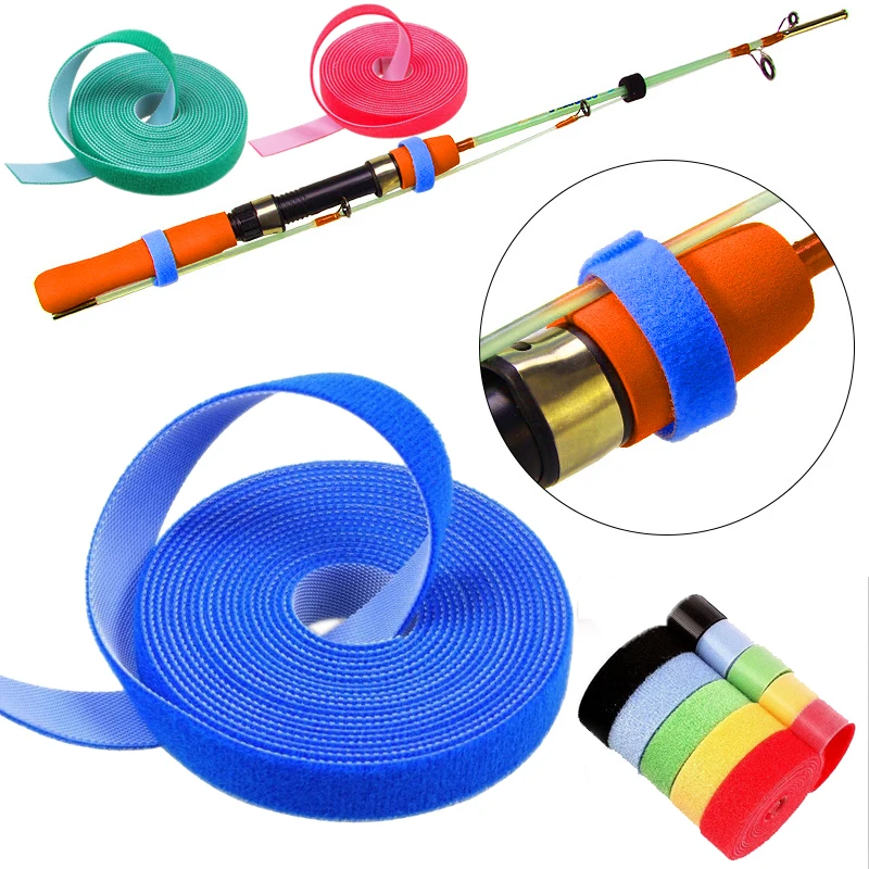 

5m Fishing Rod Tie Holders Straps Belts Suspenders Fastener Hook Loop Cable Cord Ties Belt Fishing Tools Accessories Gadget