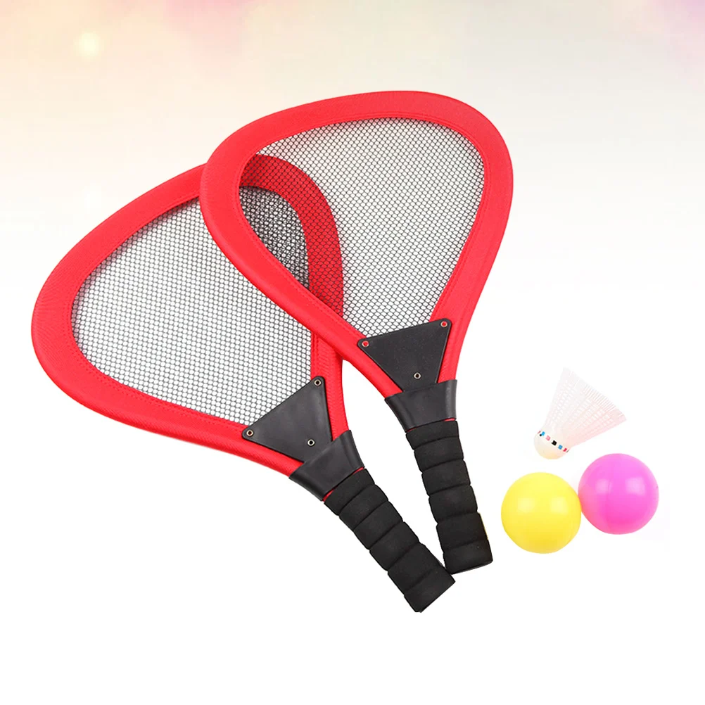 

Детские теннисные ракетки 5 шт., пляжные ракетки, Детские уличные принадлежности (Красные ракетки 2 шт., 1 шт. для бадминтона, 2 шт.