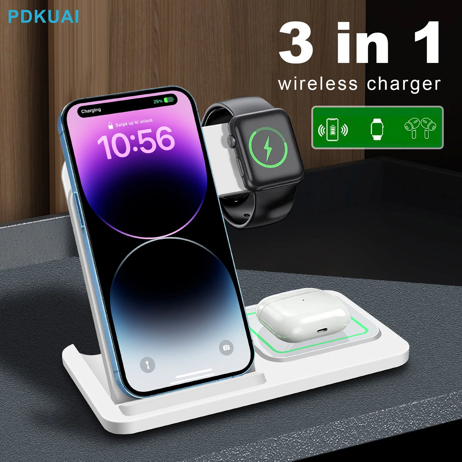

3 in 1 Wireless Chargers For iPhone 14 13 12 11 Pro Max XS XR X 8 30W Fast Charging Dock Station For Apple Watch 8 7 Airpods Pro
