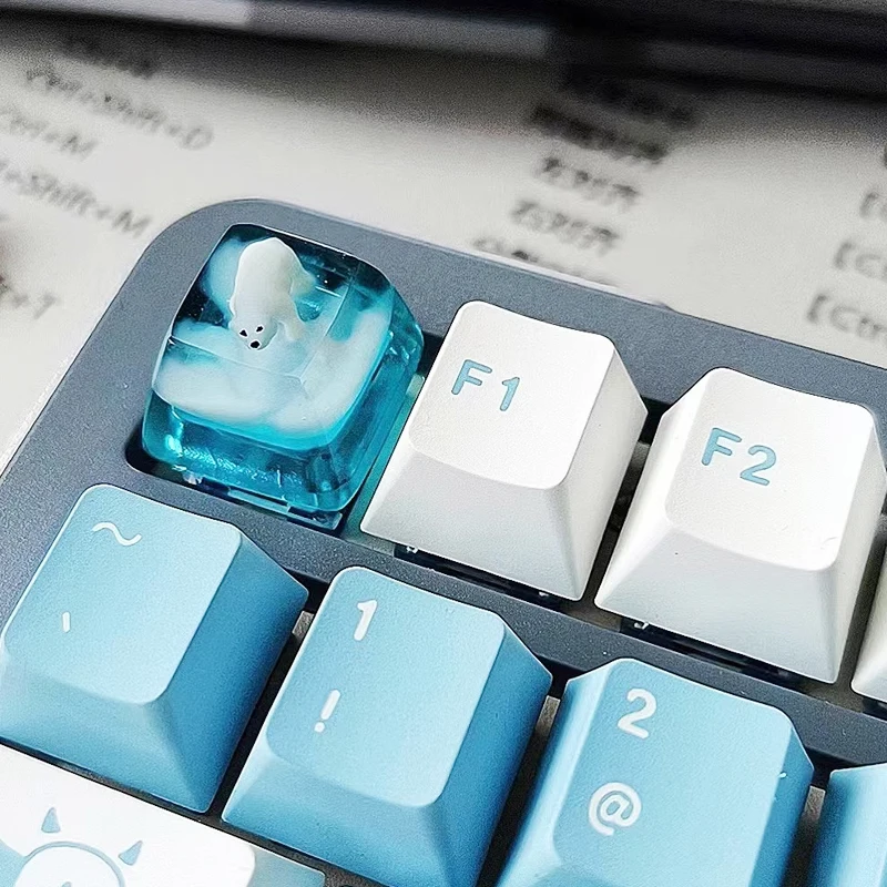 

Handmade Resin Polar Bear Keycap Glacier Snow Mountain Backlight Keycap MX Switch Cross Axis Game Mechanical Keyboard Keycap