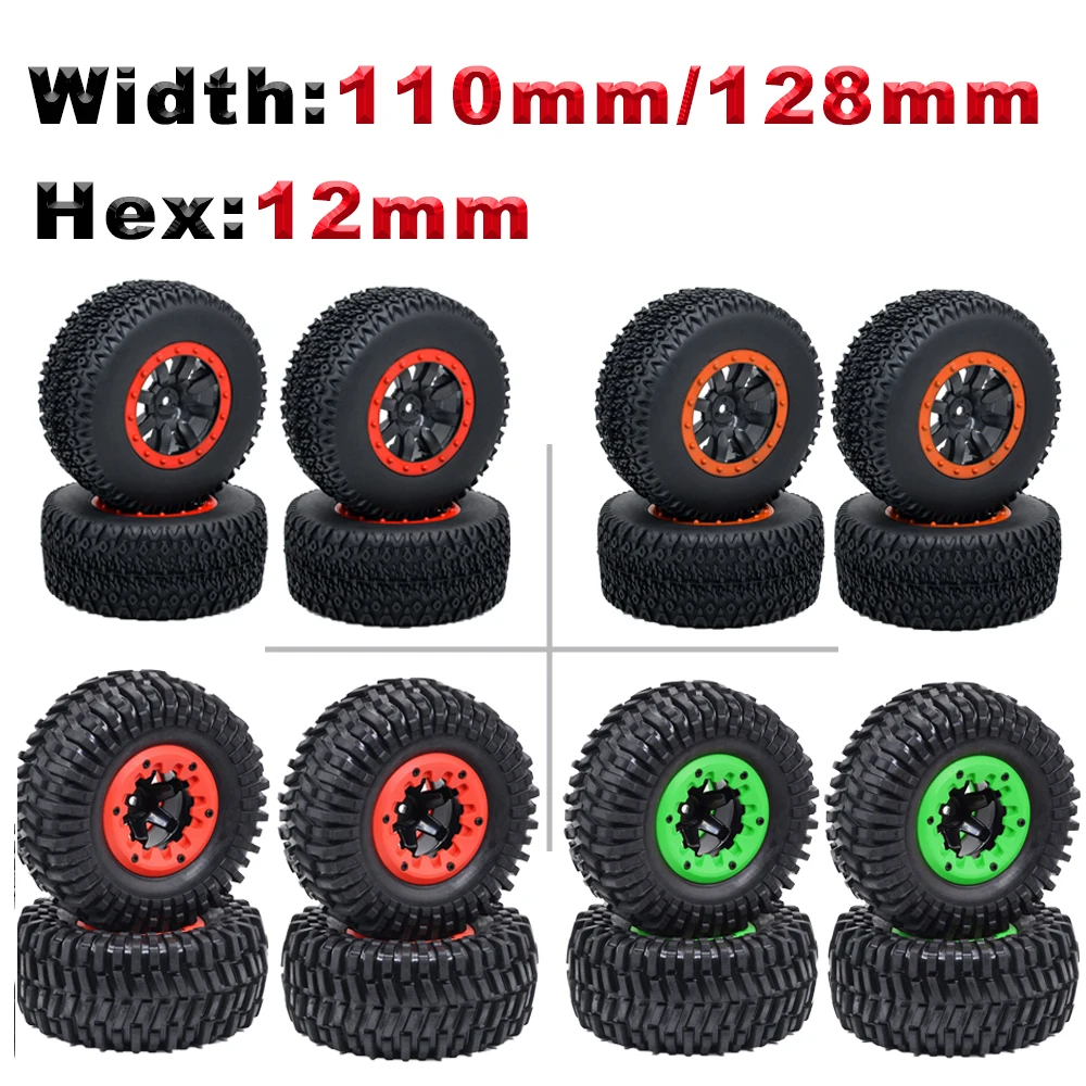 4 шт. шины для колес с дистанционным управлением 110 мм, 128 мм, резиновая док-станция 12 мм, Шестигранная головка для 1/10 бесщеточных ZD гоночных автомобилей, лазерная гайка U4, грузовик для пустыни