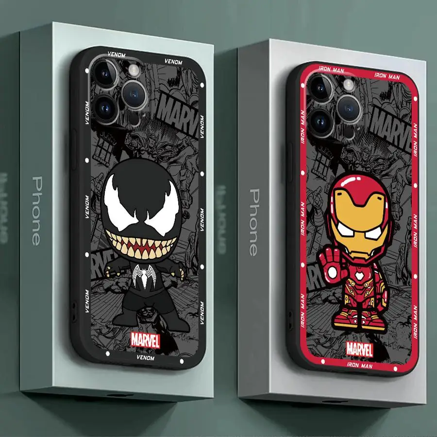 Чехол для телефона Marvel Ironman Venom Apple iPhone 16 11 13 15 12 14 Pro Max 7 XR X XS Mini Plus 8 силиконовый