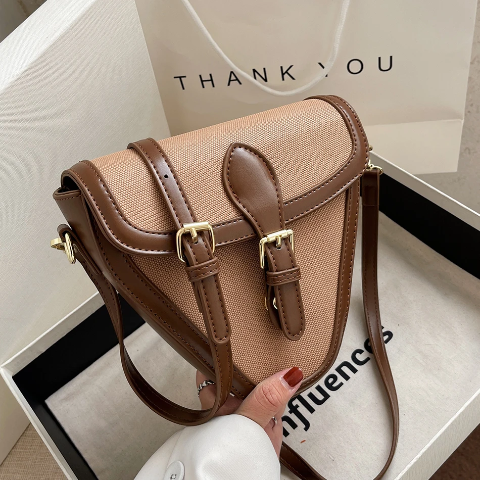 

Kawaii Mini Female Purses and Handbags Luxury Panelled PU Leather Shoulder Crossbody Bags for Women 2022 Cute Triangle Flap Bag