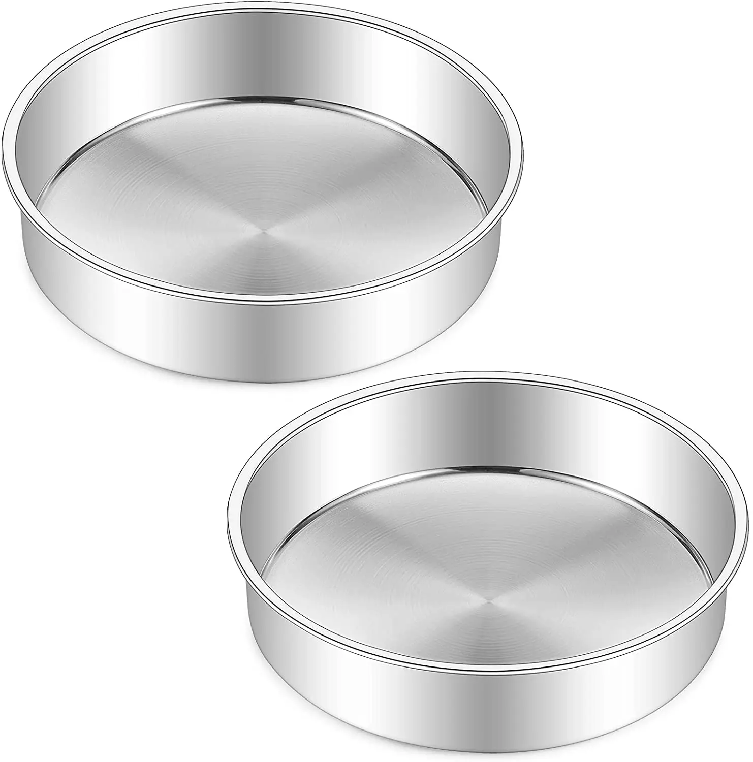 

8 inch cake pan set of 2 round cake baking pans stainless steel cake pans for wedding birthday layer cake one-piece molding heal