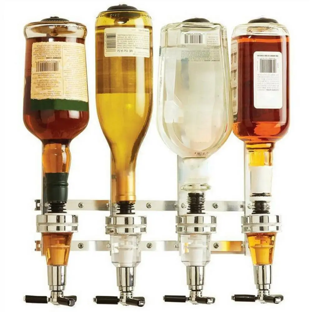 

Wine Dispenser Wall Mounted 25/30/45ml Stand 4 Bottle Beer Wine Alcohol Shot Pourer Rack Liquor Drinks Home Bar Pourer Rack