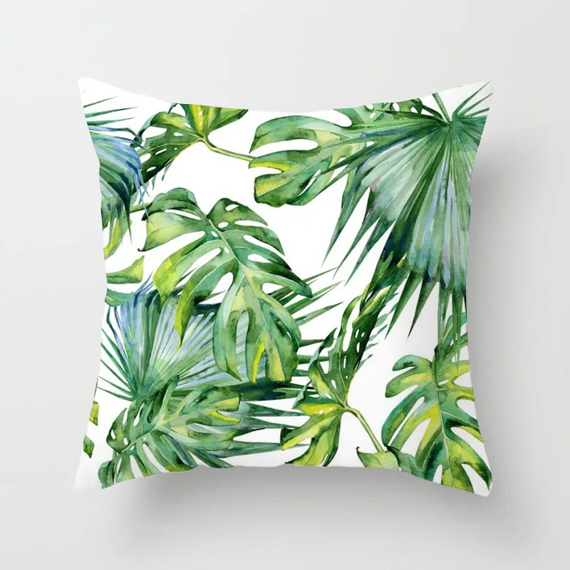

Nordic Style Tropical Rainforest Pillowcase Square Plant Leaves Home Decoration Cushion Cover 45X45 Bed Living Room Office J1764