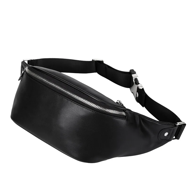 

Men's Leather Chest Bag Korean Style New Cattlehide Leather Fashion Waist Bag Sports Messenger Bag