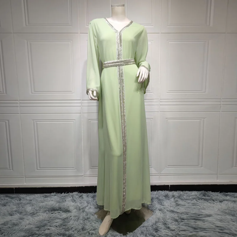 Muslim Kaftan Abaya Dress Kimono Women Dubai Party Gown Djellaba Women Long Sleeve Maxi Robe Islamic Clothing Caftan Marocain