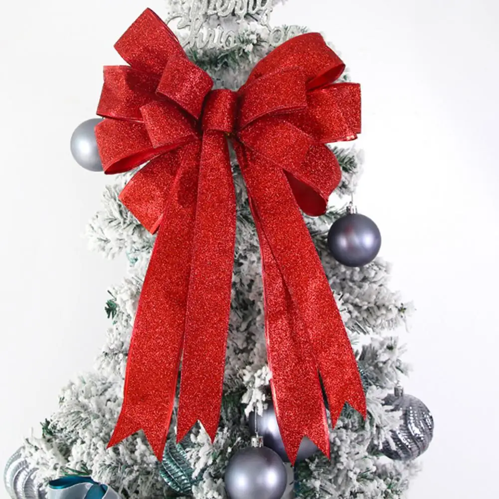 

Festive Bowknot Ornament Sparkling Glitter Bowknot Festive Size Reusable Christmas Decoration for Xmas Tree Gift Box Party
