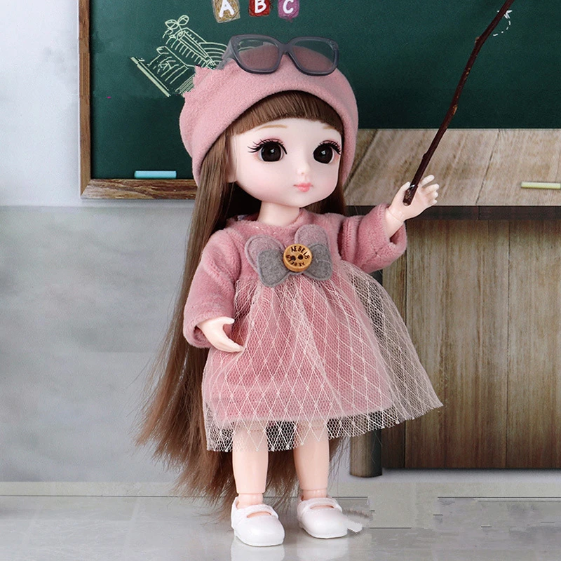 Кукла шарнирная 1/12 13 подвижных шарниров 16 см с одеждой обувью очками игрушка для