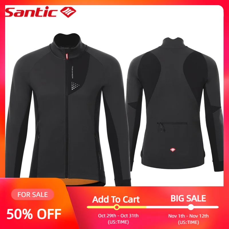

Santic Мужская зимняя куртка для велоспорта, Флисовая теплая ветрозащитная куртка для велоспорта, впитывающий пот