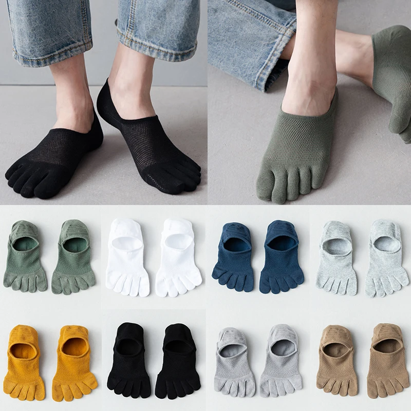 

Man Women Slipper Toe Socks Mesh Hollow No Show Socks Sweat-absorbing Boat Sock Ankle Short Socks Breathable Five Finger Socks