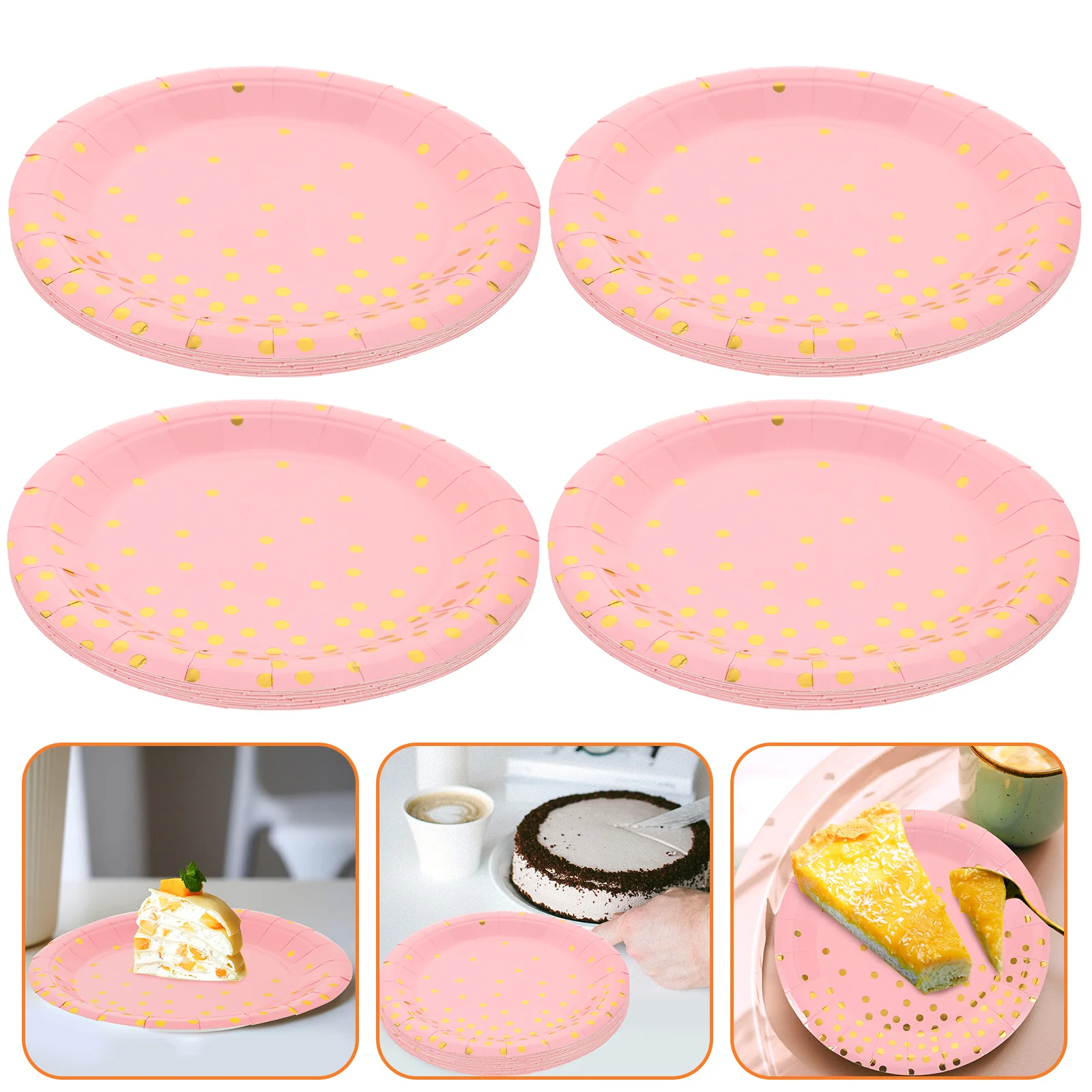 

Plates Paper Party Plate Gold Birthday Disposable Supplies Dessert Dinnerware Polka Dot Cake Dinner Salad Appetizer Bronzing