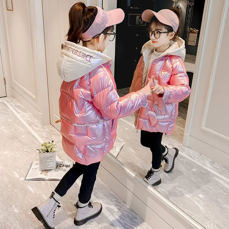 

Girls Winter Jacket Parkas Cotton Padded Coats Korean Version Outerwear 6 12 Years Old Down Jacket Kids for Playing In The Snow