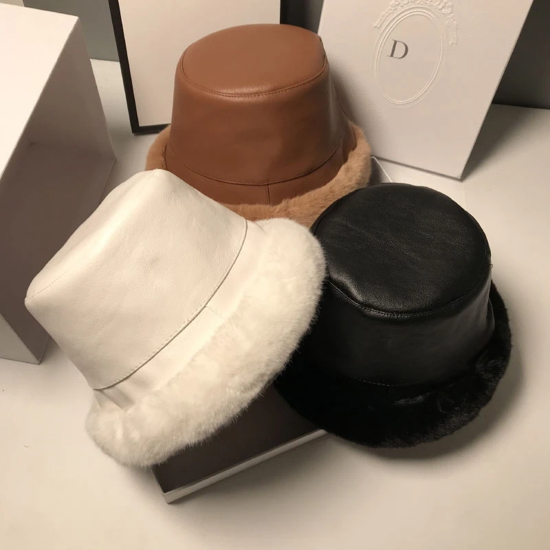 

women's artificial fur fisherman hat, warm, thick, plush, flat, casual, winter fisherman hat
