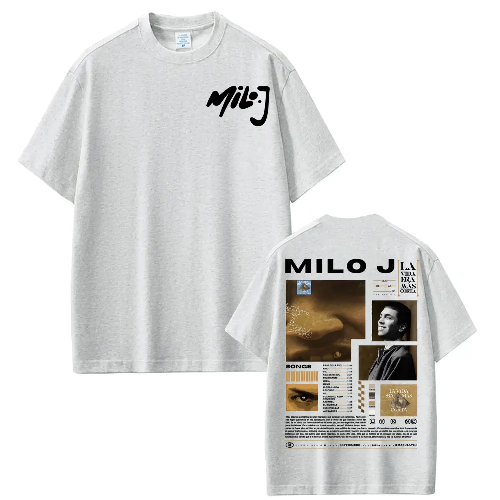 Фото Рэпер Milo J Music Album 2025 Tour Merch Футболки Хип-хоп Harajuku Уличная футболка Мужчины Женщины Повседневная хлопковая футболка большого размера №5