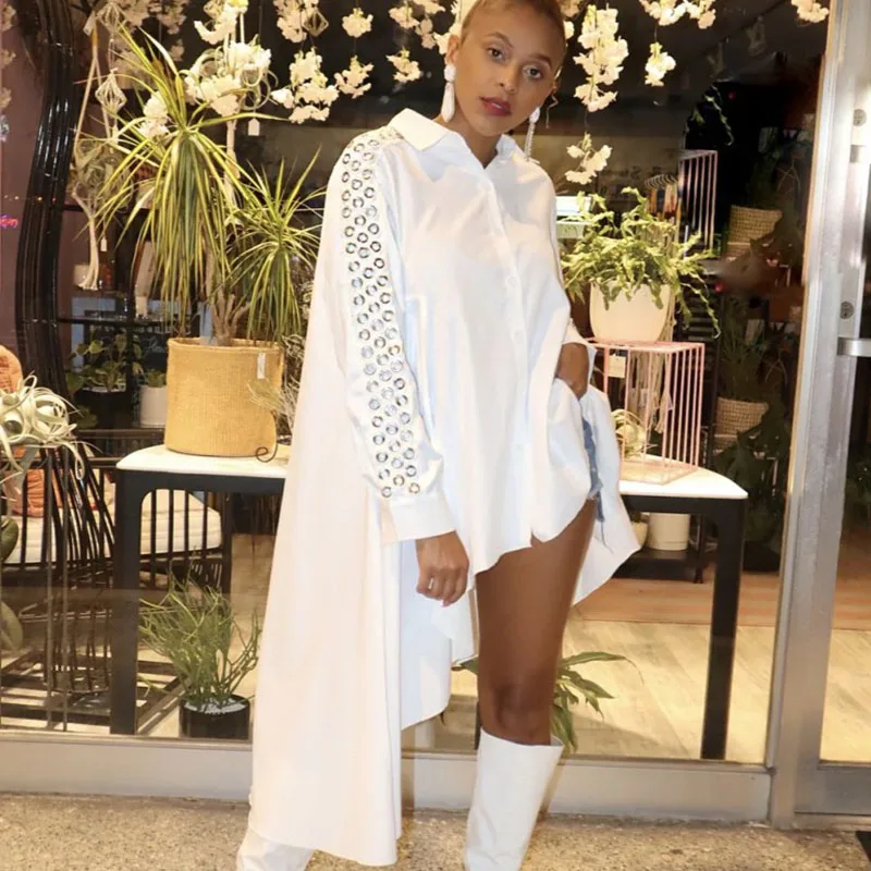 

Женское платье-рубашка на пуговицах, с длинным рукавом