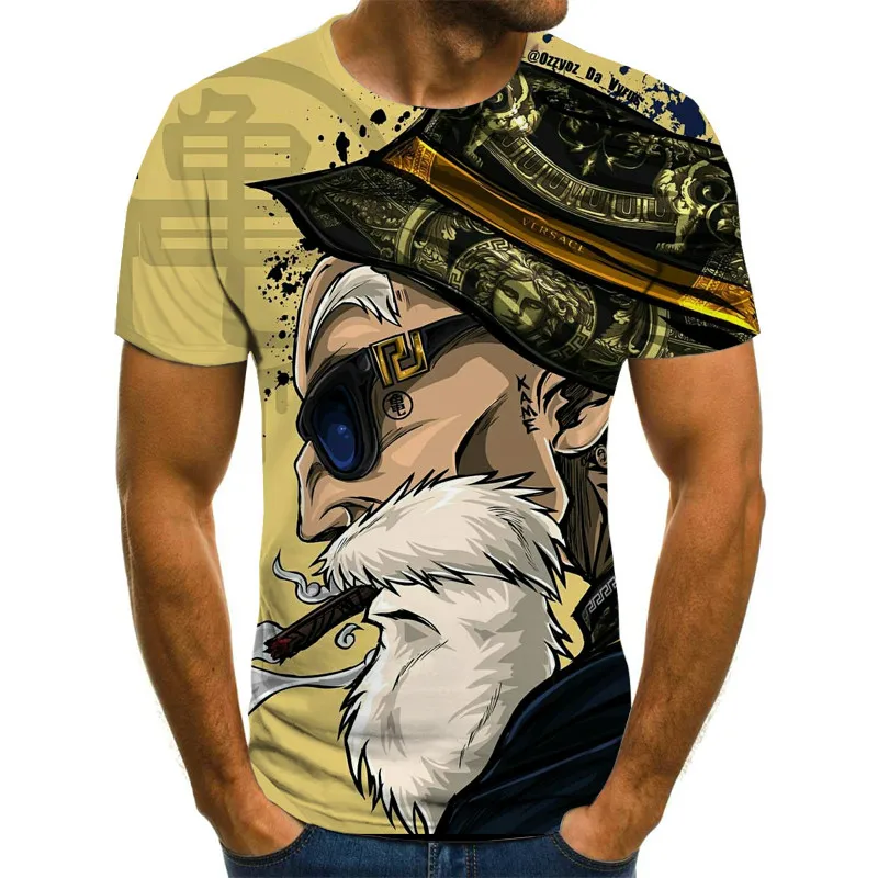 

2023 Popular Japanese Anime Cool Old Man 3D Printing Men's Breathable Casual Street Boutique Oversized Loose Large Size Top