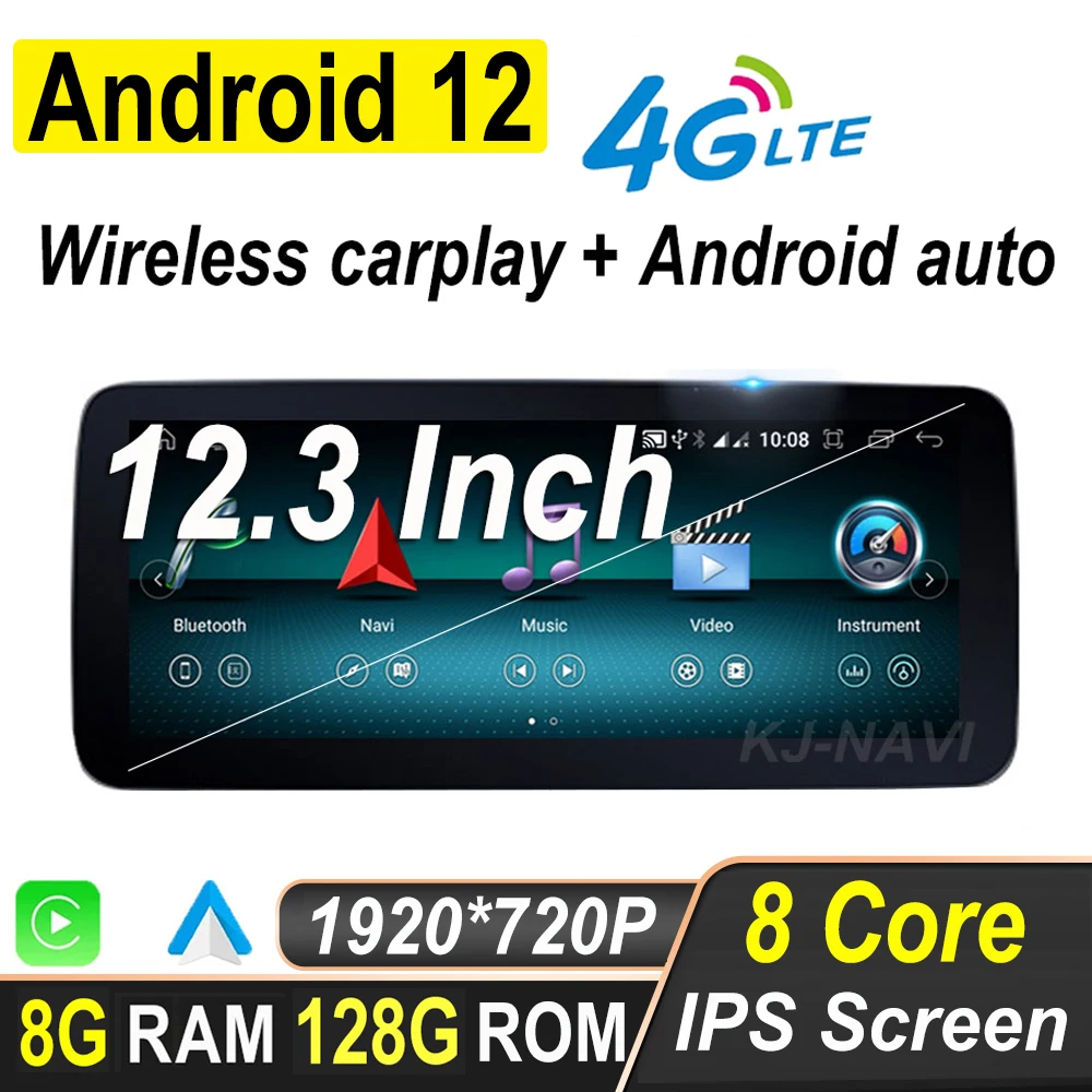 Radio con GPS para coche, reproductor con Android 12, pantalla IPS de 12,3 pulgadas, estéreo, vídeo, para Mercedes Benz A/CLA/GLA clase W175/X156/C117 2012 - 2018