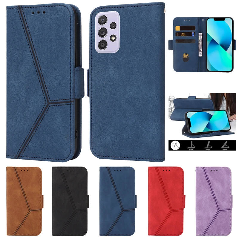 

Чехол для Samsung Galaxy A52s 5G, кожаный чехол-бумажник с геометрическими линиями для Samsung A52S, чехол для телефона GalaxyA52, чехлы для телефона