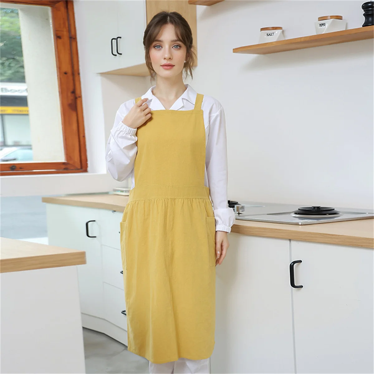 Регулируемый фартук для приготовления пищи унисекс бытовой однотонный