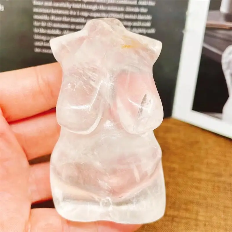 

Natural Clear Quatrz Lady Body Carving Fashion Home Decoration Healing Energy Gemstone Polishing Crafts Gift 1pcs