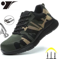fashion mens safety shoes camouflage work shoes construction indestructible shoes work sneakers men boots security