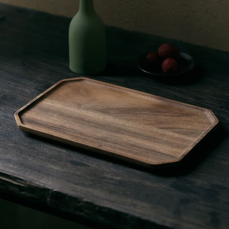 

Japanese Acacia Primary Color 10 Inch Retro Wooden Tray Small Tea Tray Pizza Bread Breakfast Tray Tea Set