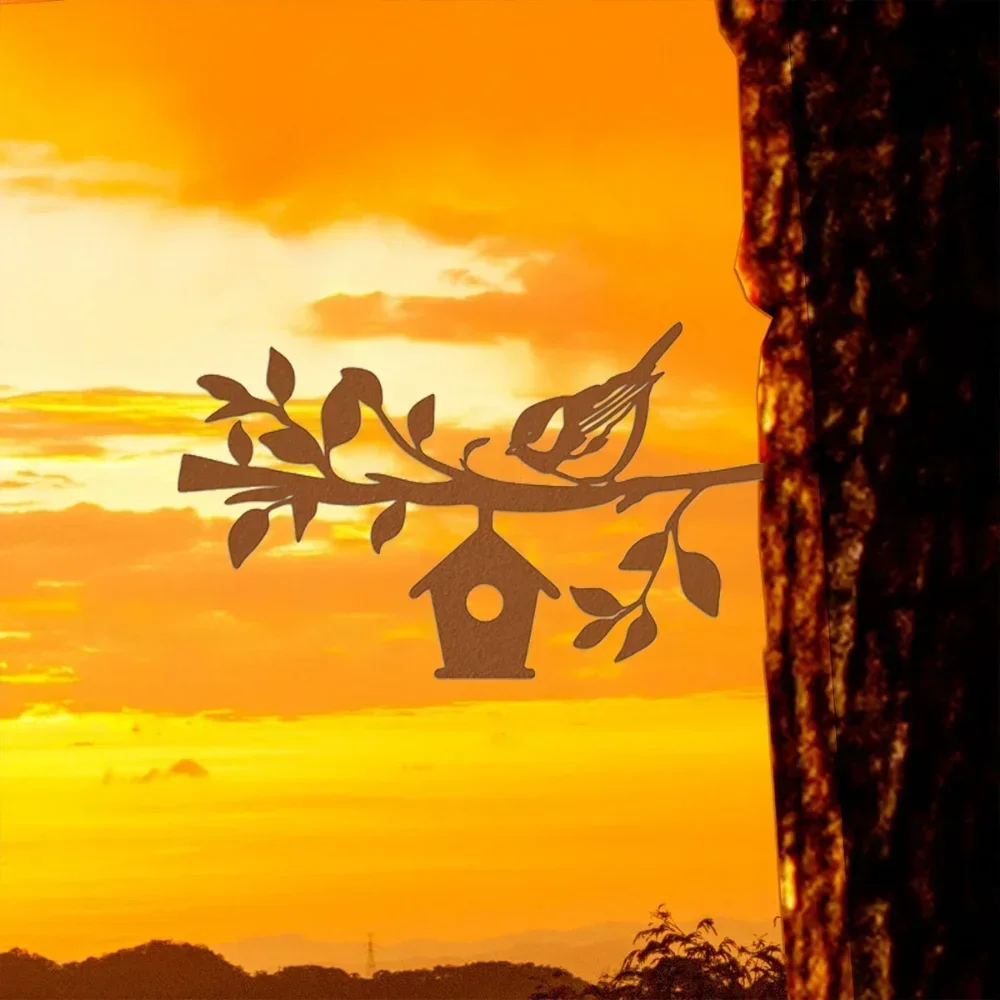 Очаровательный садовый кол с металлическим силуэтом воробья — трансформируйте