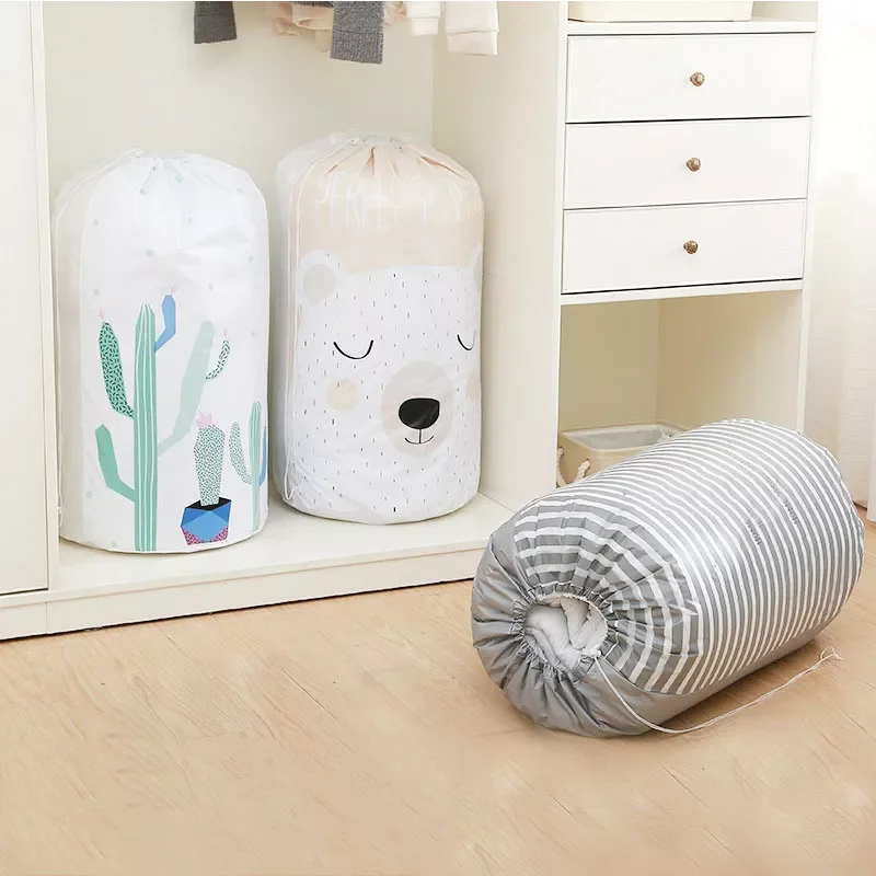 

1 Piece Cartoon Printed Quilt Bag Large Quilt Finishing Dust Organizer Toy Packing Bag For Home Bedding Item Storage Organizer