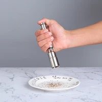 mini salt pepper grinder 2022 new portable one handed press operation stainless steel kitchen spice shakers grinder kitchen tool