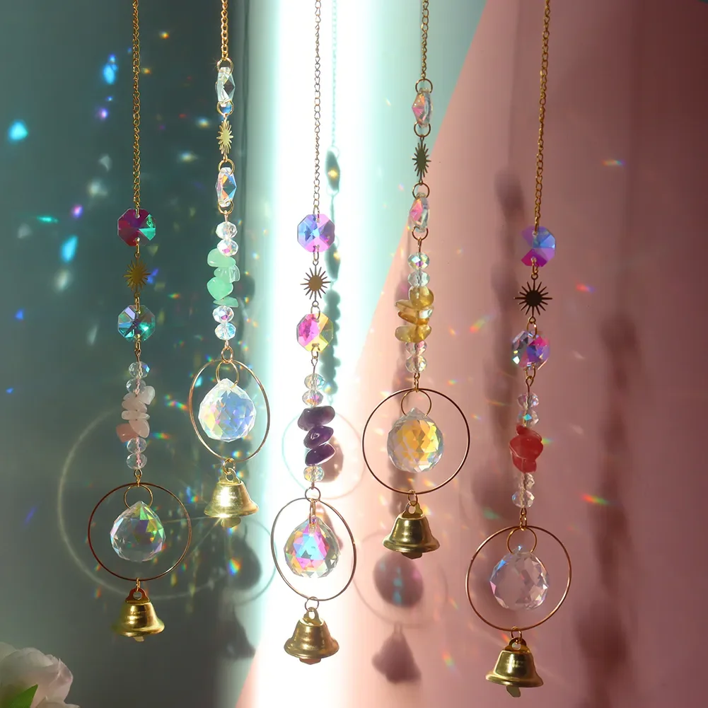 

Wind Chime Star Moon Sun Pendant Dream Sun catchers Plated Colorful Beads Hanging Drop for Outdoor Garden Windchimes