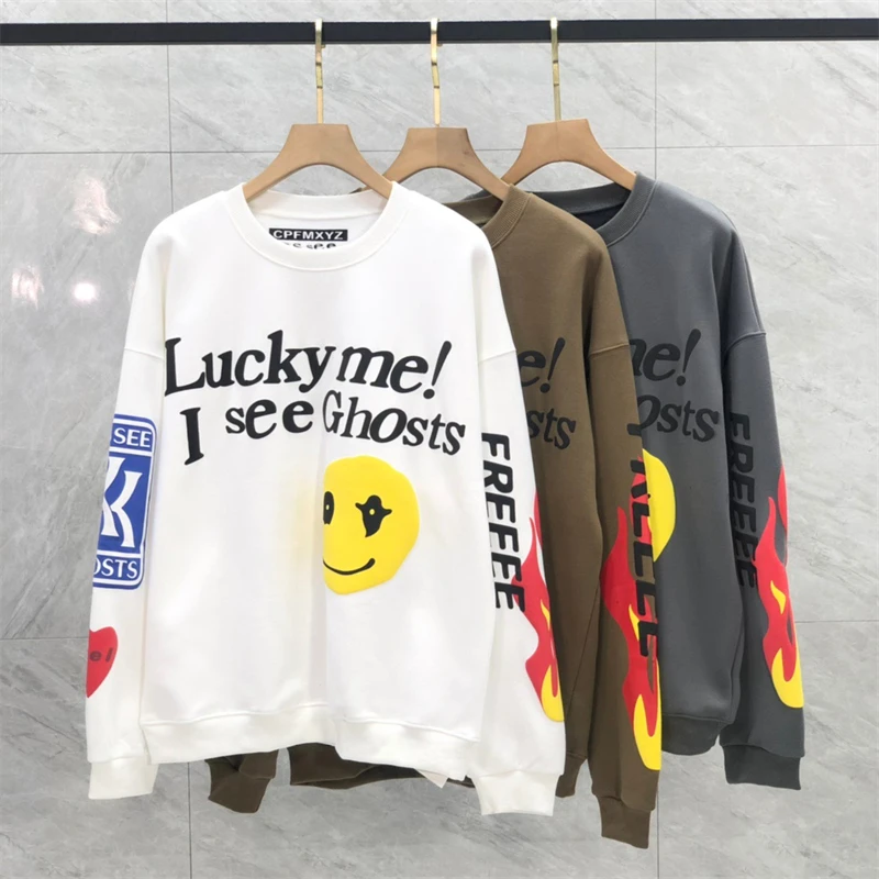 

2022FW TOP Lucky Me I See Ghosts Sweatshirts Men Women Best Quality CPFM Kanye West Crewneck KID SEE GHOST Ye Crewneck